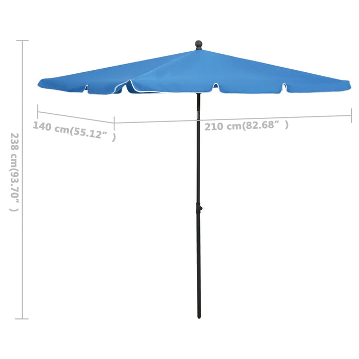 Umbrelă de grădină cu stâlp, albastru azuriu, 210x140 cm WALTI