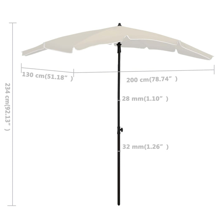 Umbrelă de grădină cu stâlp, nisipiu, 200x130 cm WALTI