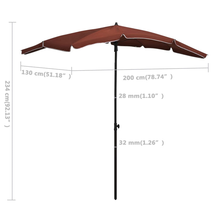 Umbrelă de grădină cu stâlp, cărămiziu, 200x130 cm - WALTI WALTI