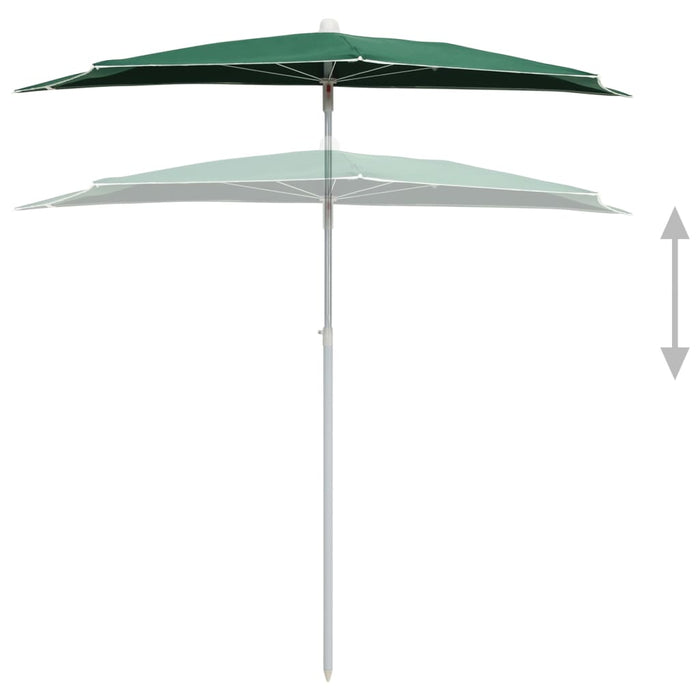 Umbrelă de grădină cu stâlp, verde, 180x90 cm, semirotundă - WALTI WALTI