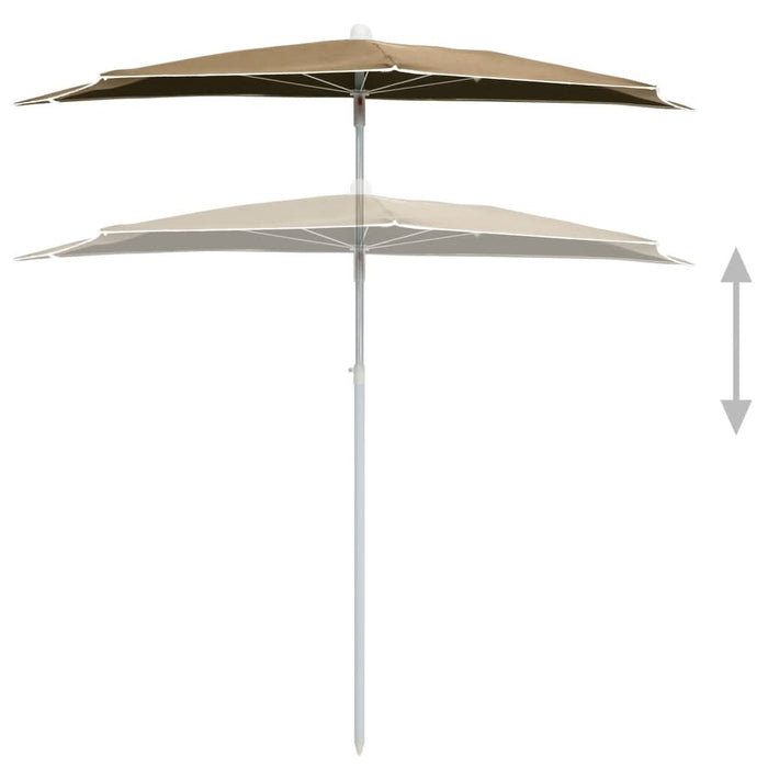 Umbrelă de grădină cu stâlp, gri taupe, 180x90 cm, semirotundă - WALTI WALTI