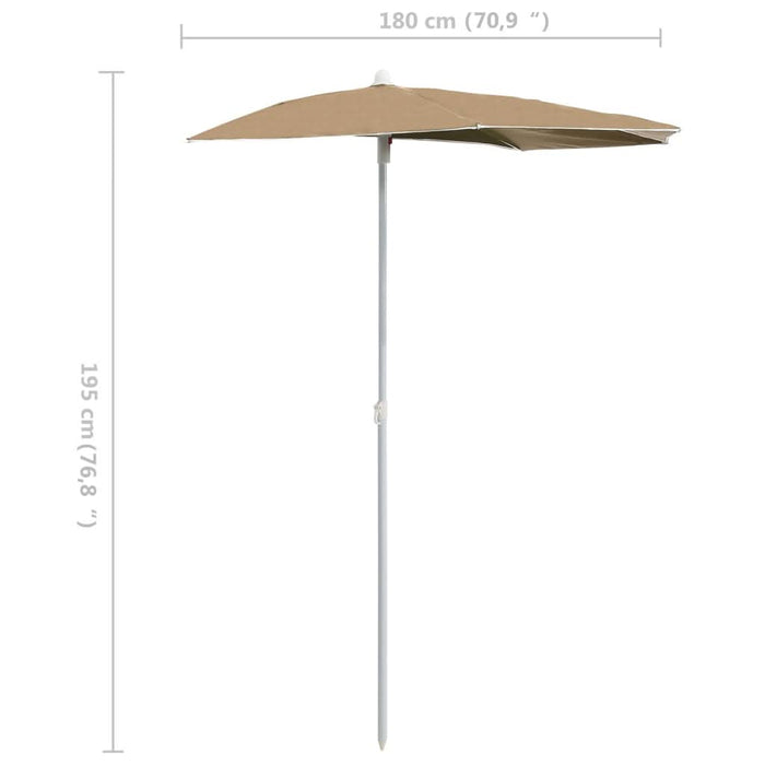 Umbrelă de grădină cu stâlp, gri taupe, 180x90 cm, semirotundă - WALTI WALTI