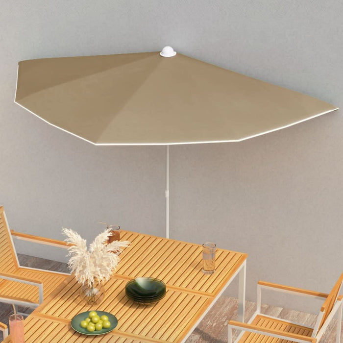 Umbrelă de grădină cu stâlp, gri taupe, 180x90 cm, semirotundă - WALTI WALTI