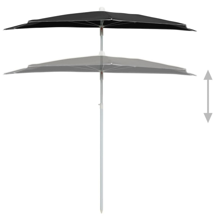 Umbrelă de grădină cu stâlp, negru, 180x90 cm, semirotundă - WALTI WALTI