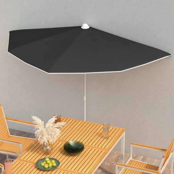 Umbrelă de grădină cu stâlp, negru, 180x90 cm, semirotundă - WALTI WALTI