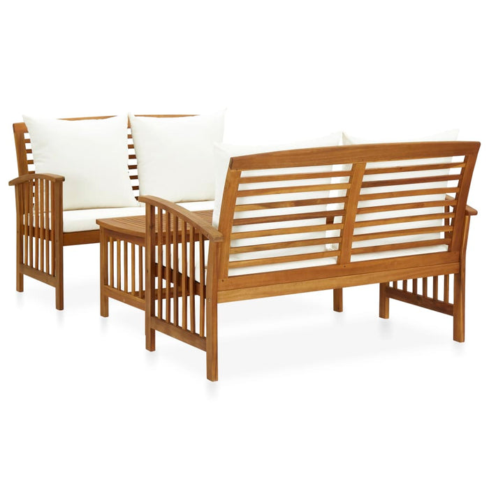 Set mobilier grădină cu perne, 3 piese, lemn masiv de acacia - WALTI WALTI