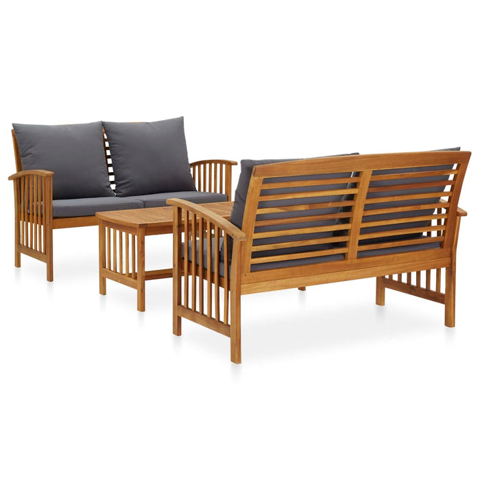 Set mobilier de grădină cu perne, 3 piese, lemn masiv de acacia - WALTI WALTI