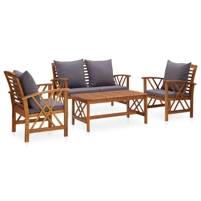 Set mobilier de grădină cu perne, 4 piese, lemn masiv de acacia - WALTI WALTI