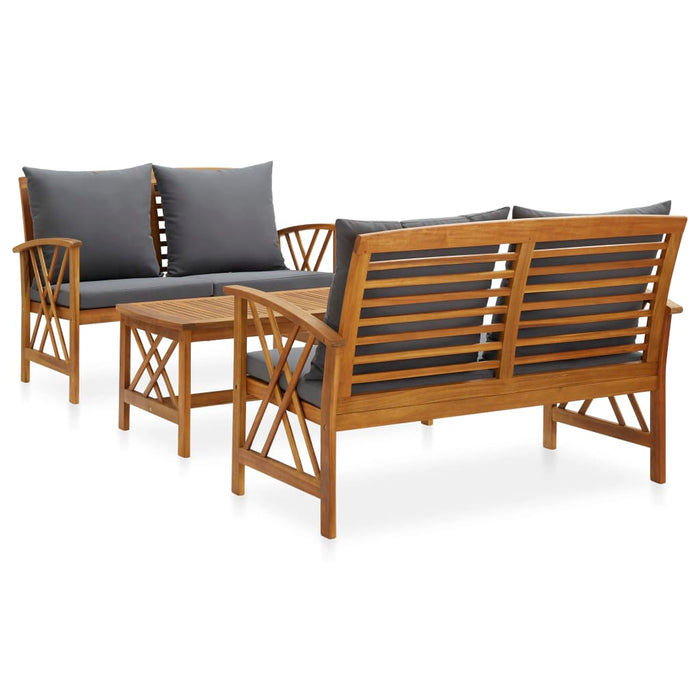 Set mobilier grădină cu perne, 3 piese, lemn masiv de acacia - WALTI WALTI