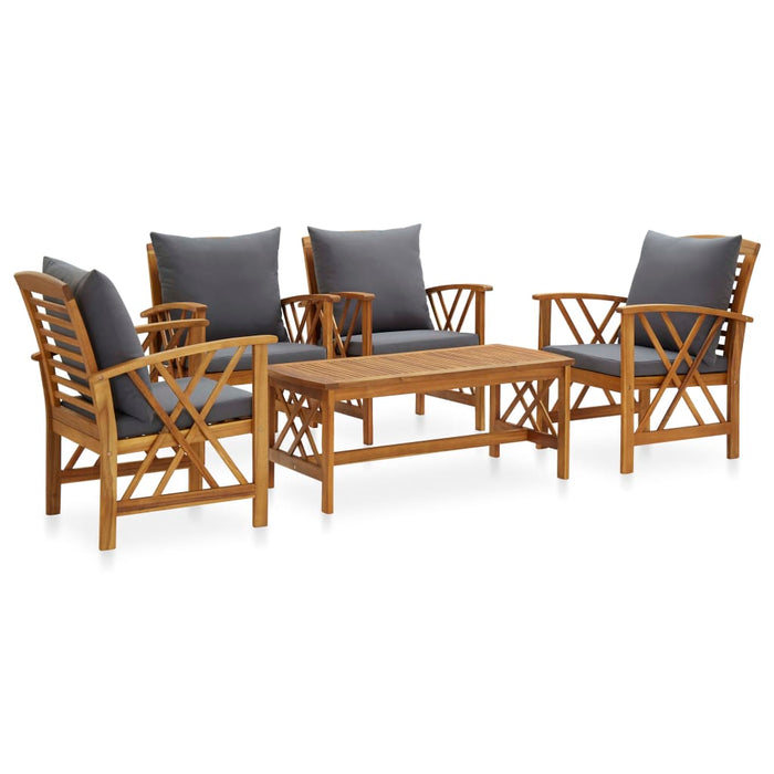 Set mobilier de grădină cu perne, 5 piese, lemn masiv de acacia WALTI