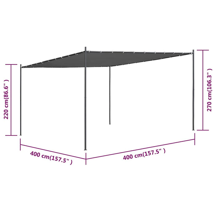 Pavilion cu acoperiș înclinat 400x400x270 cm antracit 180 g/m² WALTI