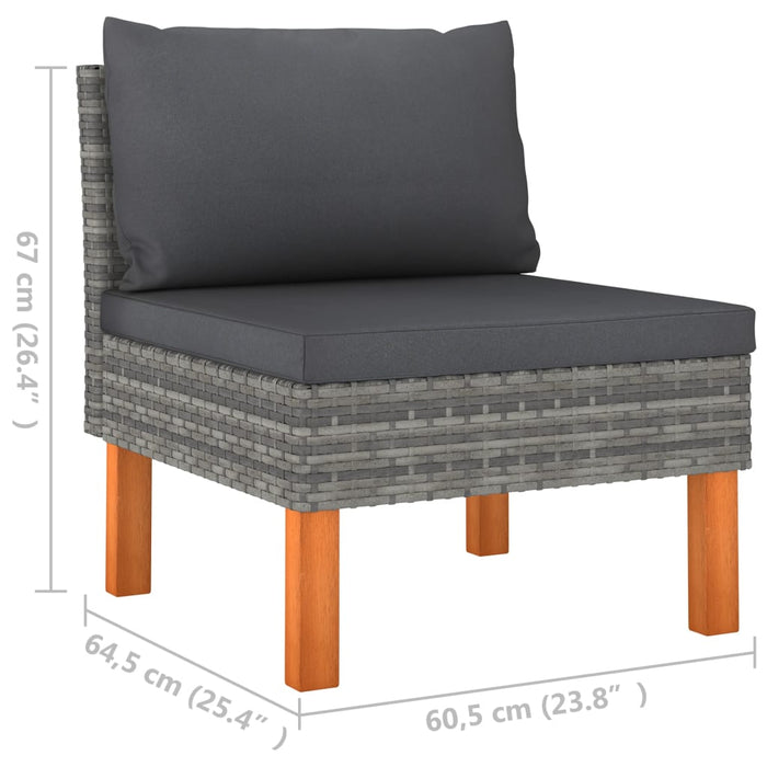 Set mobilier grădină, 3 piese, poliratan & lemn masiv eucalipt - WALTI WALTI