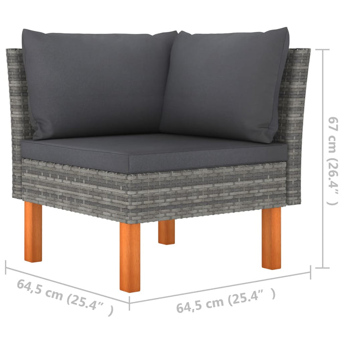 Set mobilier grădină, 3 piese, poliratan & lemn masiv eucalipt - WALTI WALTI