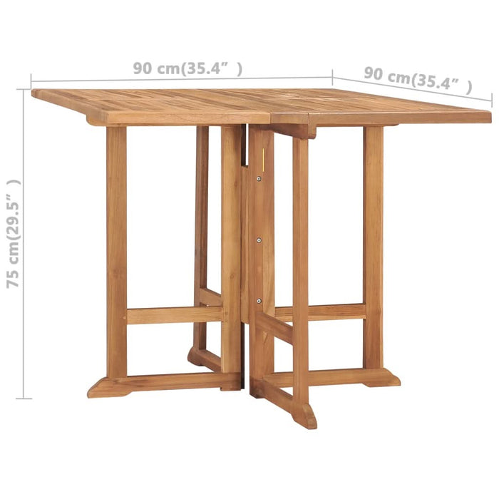 Masă de grădină pliabilă, 90x90x75 cm, lemn masiv de tec - WALTI WALTI