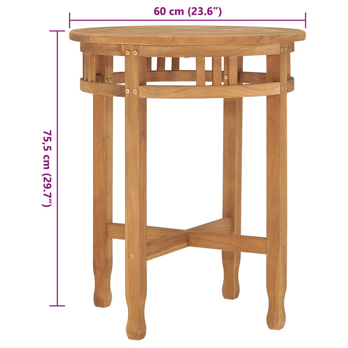 Masă de bistro, Ø60x75,5 cm, lemn masiv de tec - WALTI WALTI