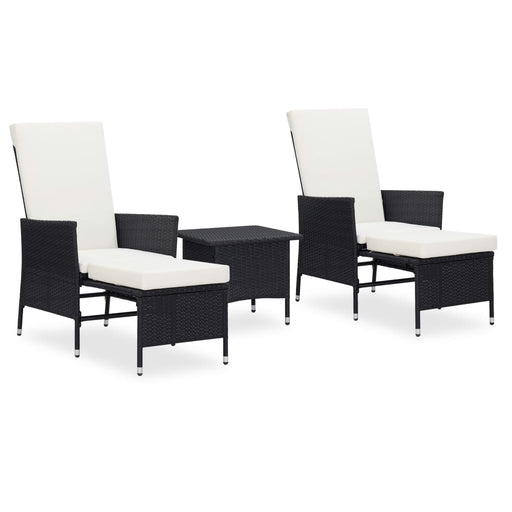 Set mobilier de grădină cu perne, 3 piese, negru, poliratan - WALTI WALTI