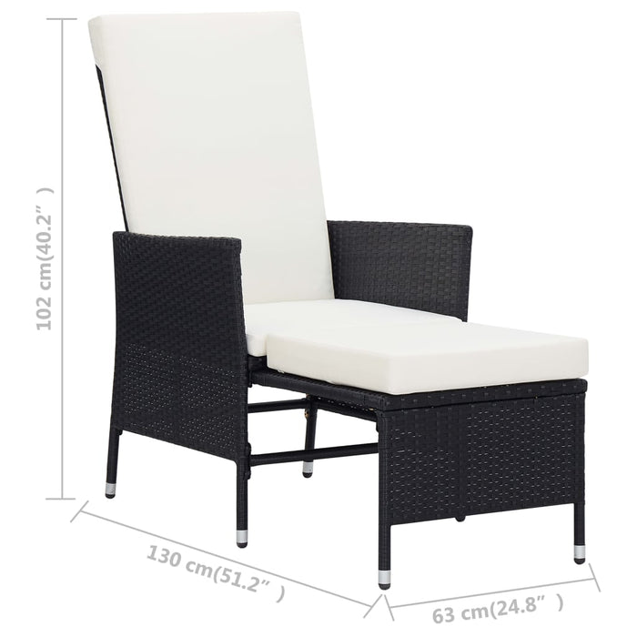 Set mobilier de grădină cu perne, 3 piese, negru, poliratan WALTI