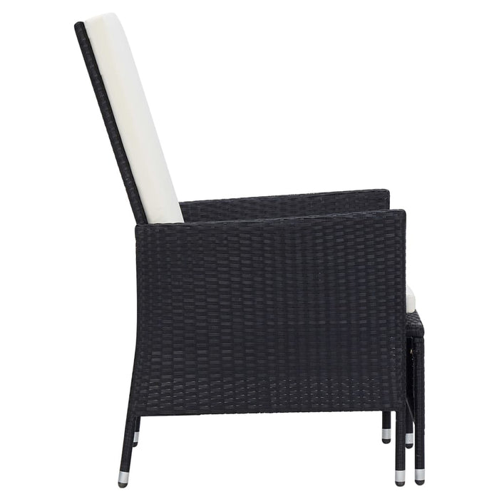 Set mobilier de grădină cu perne, 3 piese, negru, poliratan WALTI