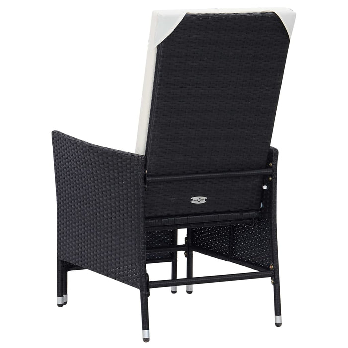 Set mobilier de grădină cu perne, 3 piese, negru, poliratan WALTI