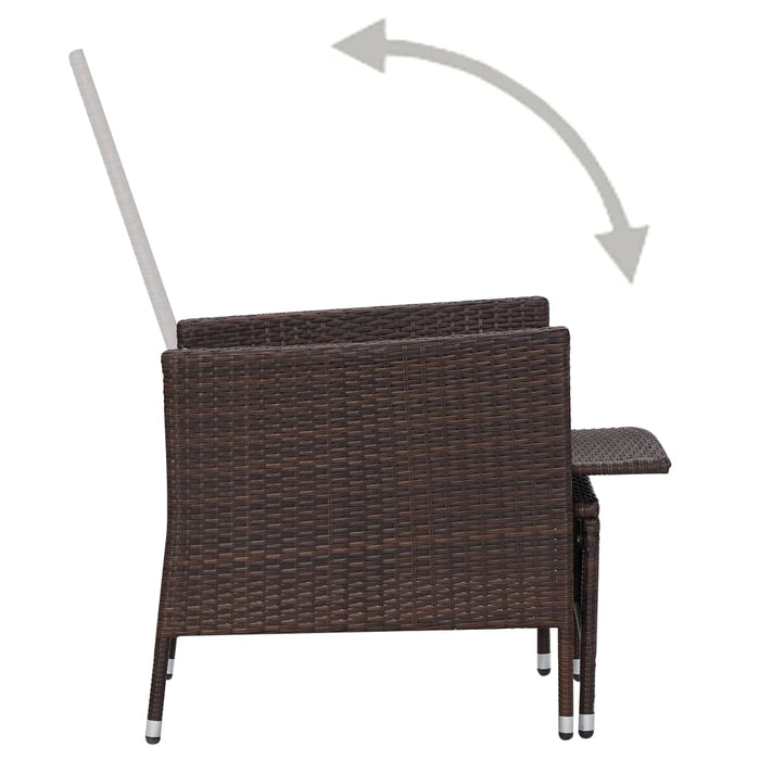 Set mobilier relaxare grădină cu perne 3 piese maro poliratan WALTI