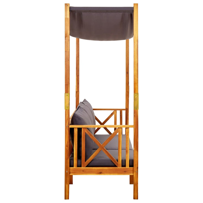 Bancă de grădină cu copertină şi taburete, lemn masiv de acacia - WALTI WALTI