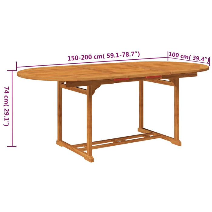 Set mobilier de grădină, 5 piese, lemn masiv de acacia, 150-200 cm WALTI