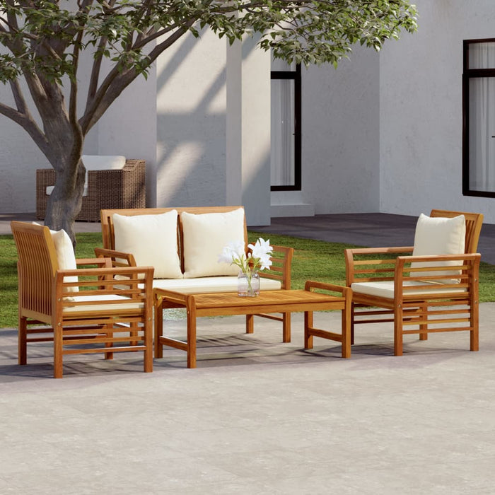 Set mobilier de grădină cu perne, 4 piese, lemn masiv de acacia WALTI