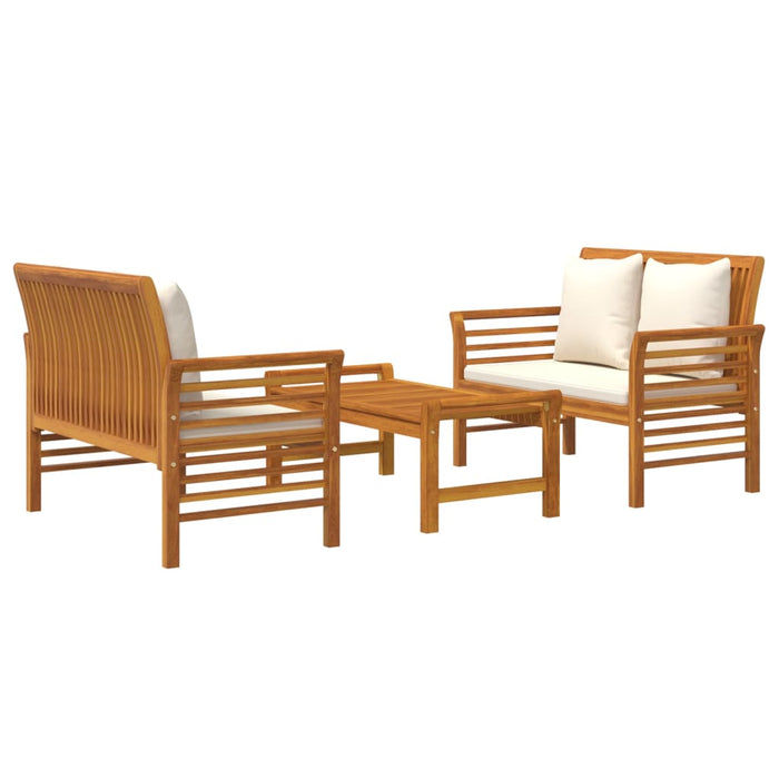 Set mobilier de grădină cu perne, 3 piese, lemn masiv de acacia - WALTI WALTI