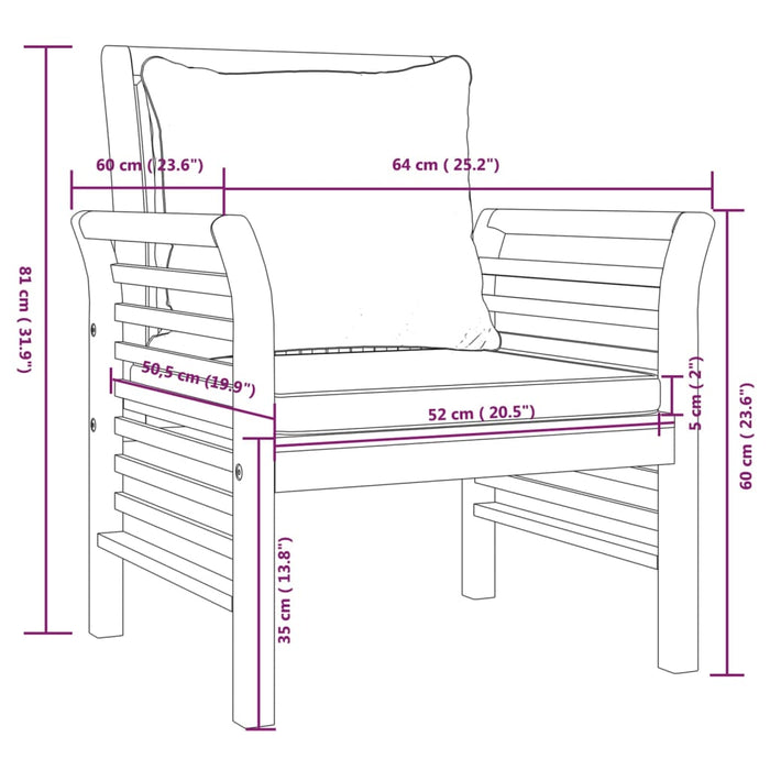 Set mobilier de grădină cu perne, 5 buc., lemn masiv acacia WALTI