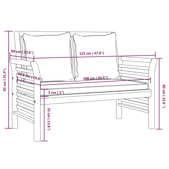 Set mobilier de grădină cu perne, 4 piese, lemn masiv de acacia WALTI