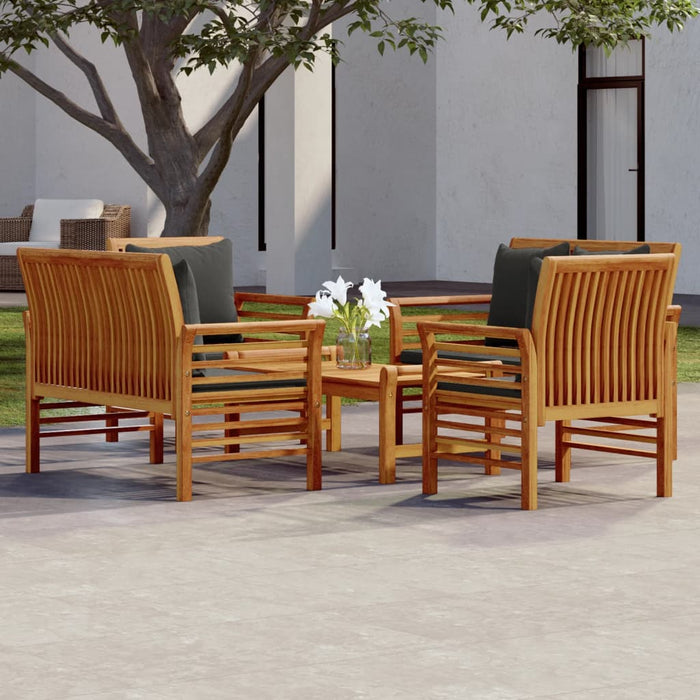 Set mobilier de grădină cu perne, 5 buc., lemn masiv acacia WALTI