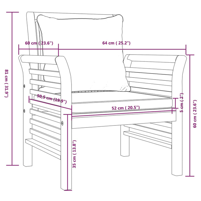 Set mobilier de grădină cu perne, 5 buc., lemn masiv acacia WALTI