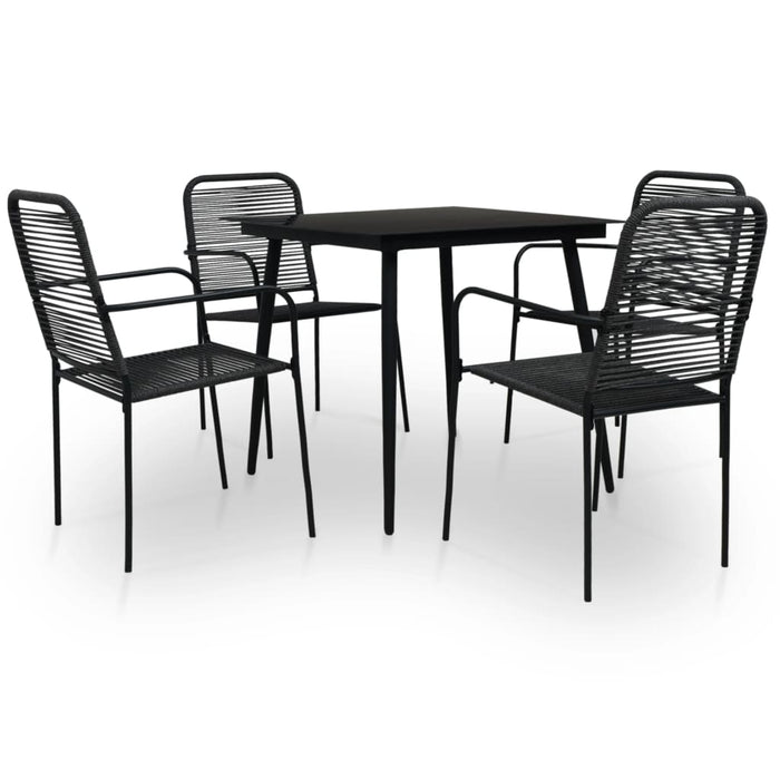 Set mobilier de grădină, 5 piese, negru, frânghie bumbac & oțel WALTI