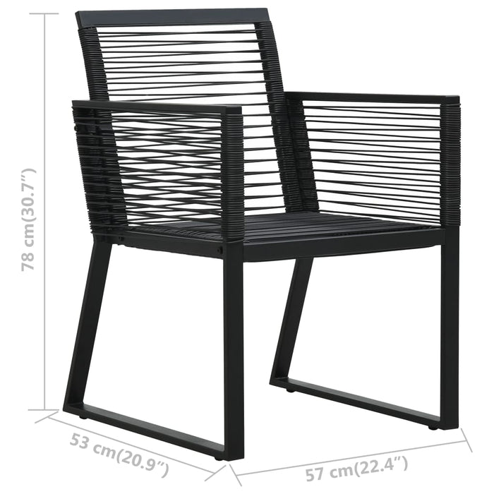 Set mobilier de exterior, 3 piese, negru, ratan PVC - WALTI WALTI
