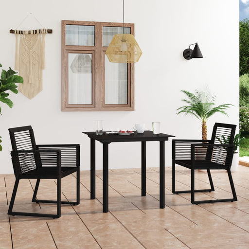 Set mobilier de exterior, 3 piese, negru, ratan PVC - WALTI WALTI