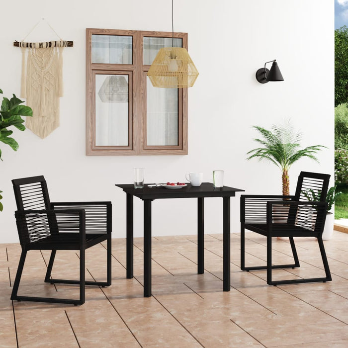 Set mobilier de exterior, 3 piese, negru, ratan PVC - WALTI WALTI