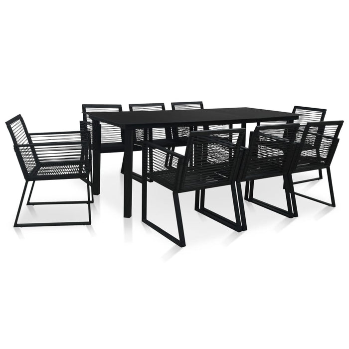 Set mobilier de exterior, 9 piese, negru, ratan PVC WALTI