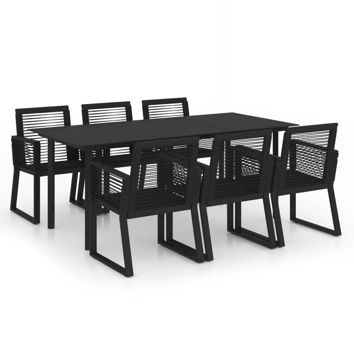 Set mobilier de exterior, 7 piese, negru, ratan PVC WALTI