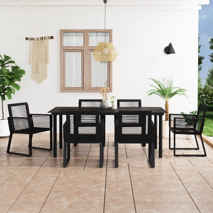 Set mobilier de exterior, 7 piese, negru, ratan PVC WALTI