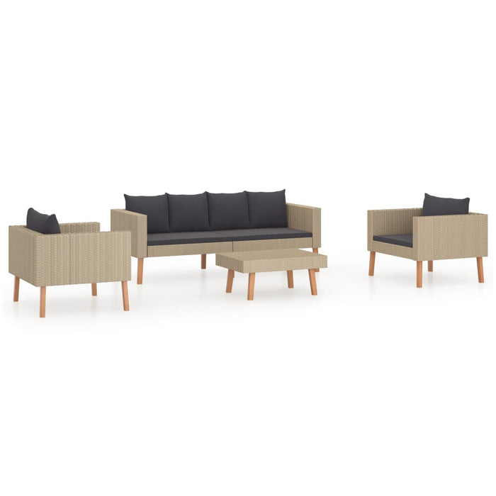 Set mobilier de grădină cu perne, 4 piese, bej, poliratan WALTI