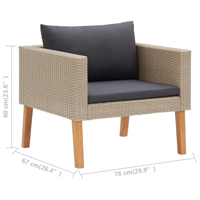 Set mobilier de grădină cu perne, 4 piese, bej, poliratan WALTI