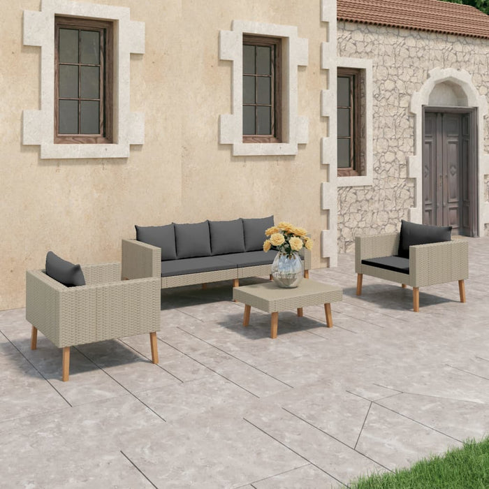 Set mobilier de grădină cu perne, 4 piese, bej, poliratan WALTI