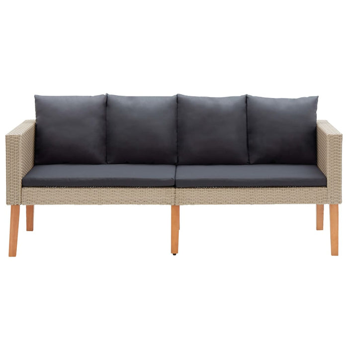 Set mobilier de grădină cu perne, 2 piese, bej, poliratan WALTI