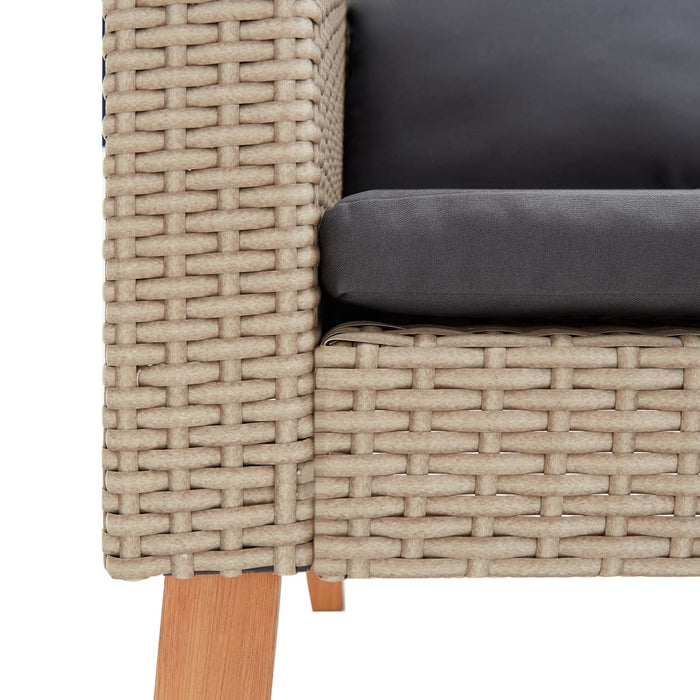 Set mobilier de grădină cu perne, 2 piese, bej, poliratan WALTI