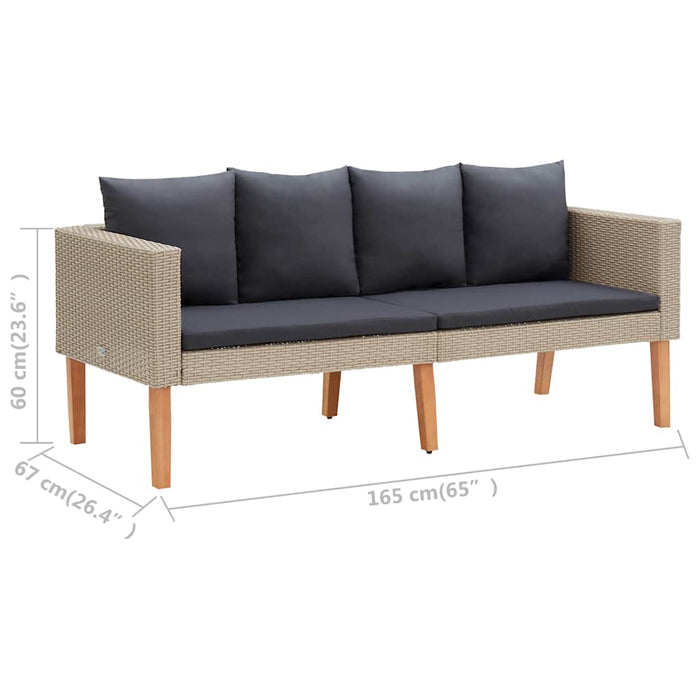 Set mobilier de grădină cu perne, 2 piese, bej, poliratan WALTI