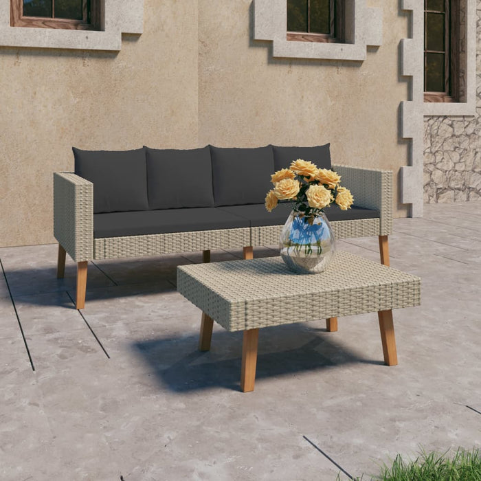 Set mobilier de grădină cu perne, 2 piese, bej, poliratan WALTI