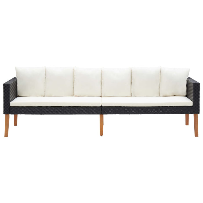 Set mobilier de grădină cu perne, 4 piese, negru, poliratan - WALTI WALTI