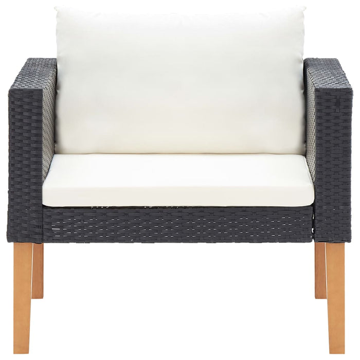 Set mobilier de grădină cu perne, 4 piese, negru, poliratan - WALTI WALTI
