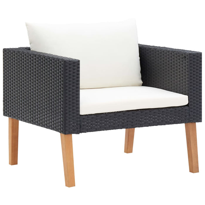 Set mobilier de grădină cu perne, 4 piese, negru, poliratan - WALTI WALTI