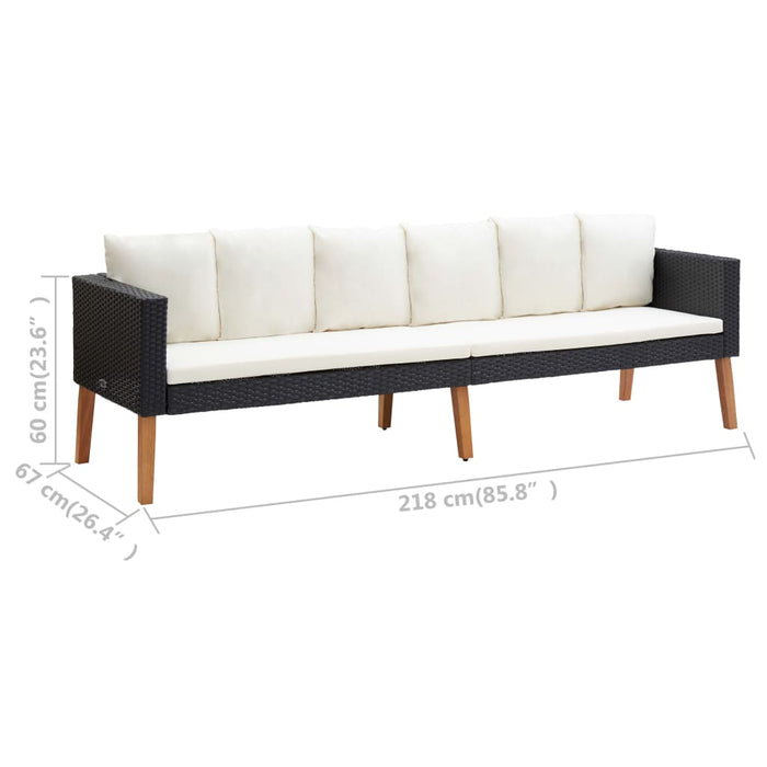 Set mobilier de grădină cu perne, 4 piese, negru, poliratan - WALTI WALTI